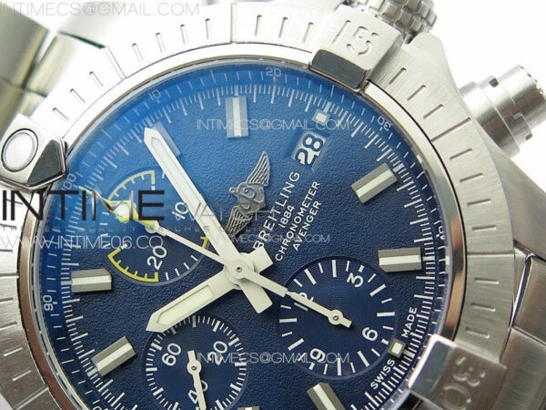 Avenger Chrono SS Yellow Second hand B50 Blue Dial on SS Bracelet A7750 - Image 5