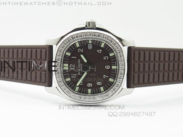 Aquanaut Jumbo SS 1:1 Best Edition Brown Dial on Brown Rubber Strap Ronda Quartz - Image 6