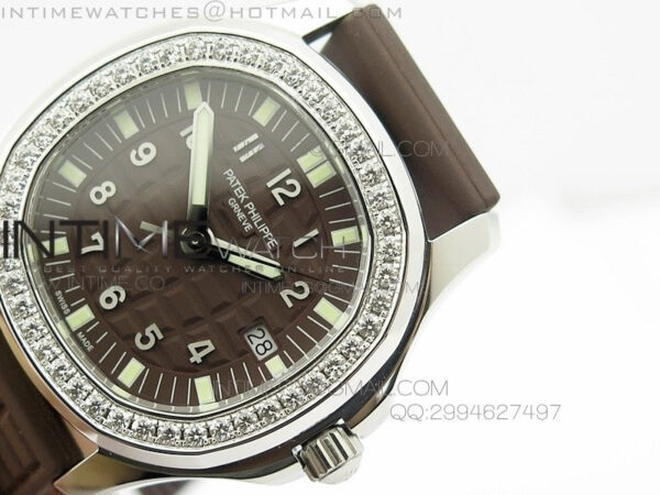 Aquanaut Jumbo SS 1:1 Best Edition Brown Dial on Brown Rubber Strap Ronda Quartz - Image 7