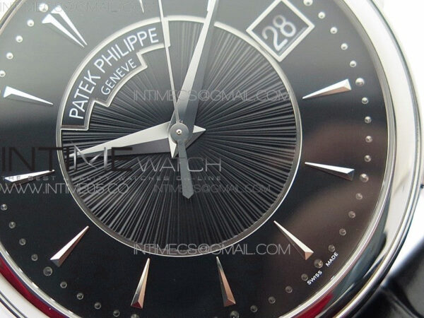 Calatrava 5153G SS ZF 1:1 Best Edition Black textured dial on Black Leather Strap A324CS - Image 6