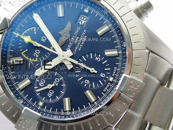Avenger Chrono SS Yellow Second hand B50 Blue Dial on SS Bracelet A7750 - Image 6