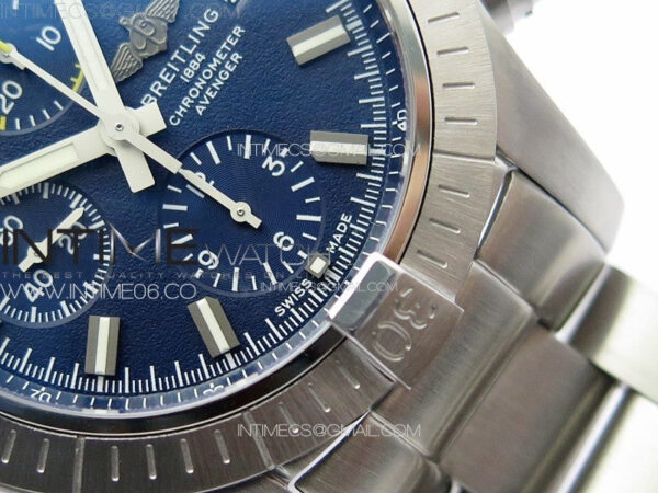 Avenger Chrono SS Yellow Second hand B50 Blue Dial on SS Bracelet A7750 - Image 7