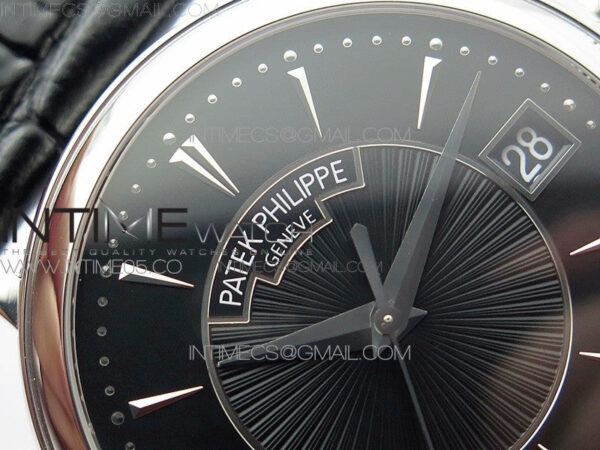 Calatrava 5153G SS ZF 1:1 Best Edition Black textured dial on Black Leather Strap A324CS - Image 9