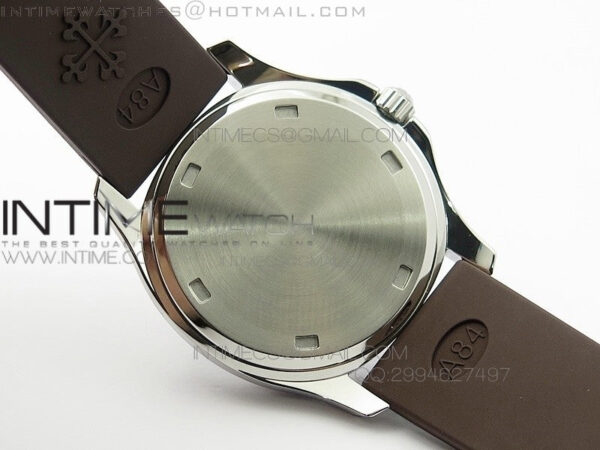 Aquanaut Jumbo SS 1:1 Best Edition Brown Dial on Brown Rubber Strap Ronda Quartz - Image 11