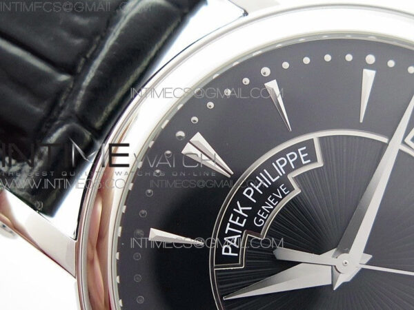 Calatrava 5153G SS ZF 1:1 Best Edition Black textured dial on Black Leather Strap A324CS - Image 10