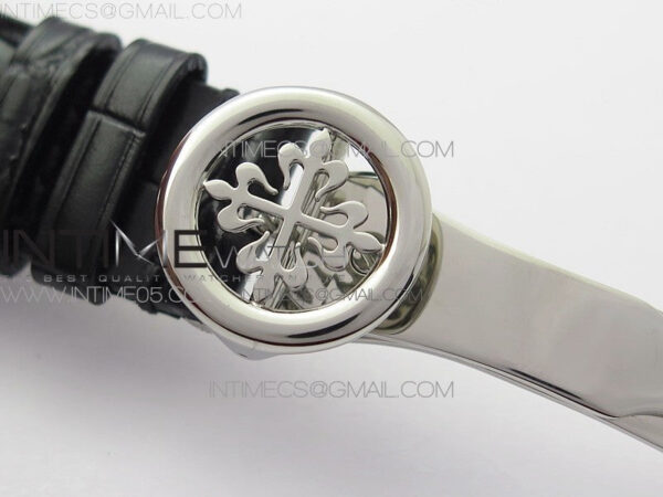 Calatrava 5153G SS ZF 1:1 Best Edition Black textured dial on Black Leather Strap A324CS - Image 15