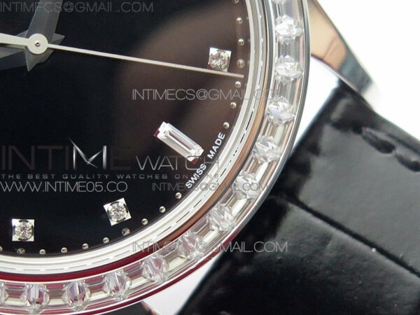 Calatrava 5298P-012 SS T Crystal Bezel ZF 1:1 Best Edition Black Dial on Black Leather Strap A324CS - Image 6