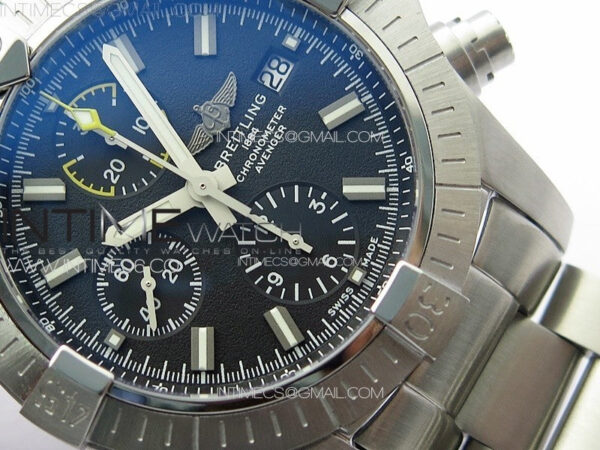 Avenger Chrono SS Yellow Second hand B50 Black Dial on SS Bracelet A7750 - Image 6