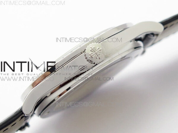 Calatrava 5298P-012 SS T Crystal Bezel ZF 1:1 Best Edition Black Dial on Black Leather Strap A324CS - Image 10