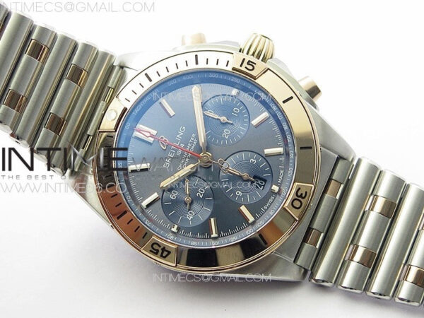 Chronomat B01 42mm SS/RG TF 1:1 Best Edition Blue Dial on SS Bracelet A7750 - Image 2