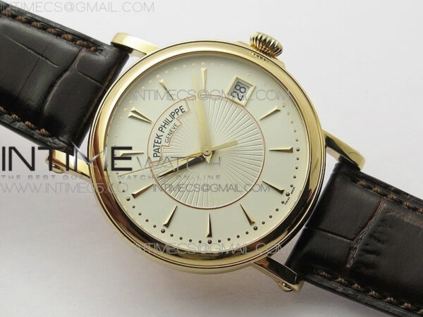 Calatrava 5153G-010 RG ZF 1:1 Best Edition White textured dial on Brown Leather Strap A324CS - Image 2