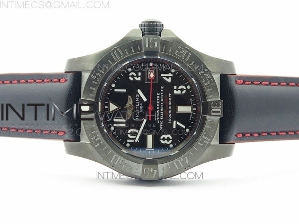 Avenger II Seawolf DLC V2 Best Edition Black Dial Numeral Markers Red Second Hand on Black Strap A2836(Free Brown Leather Strap - Image 3