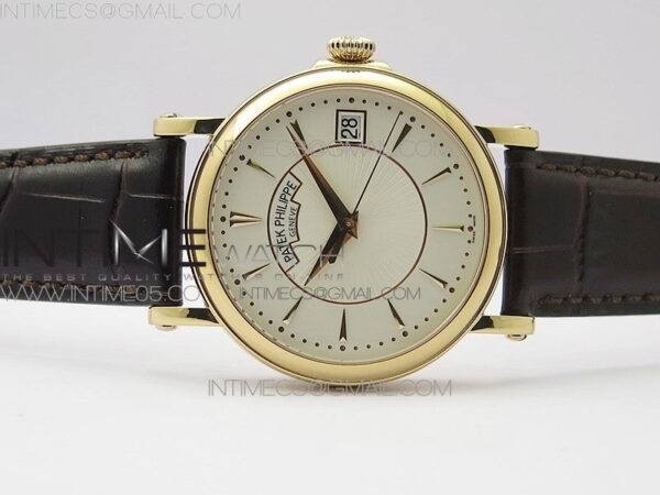Calatrava 5153G-010 RG ZF 1:1 Best Edition White textured dial on Brown Leather Strap A324CS - Image 3