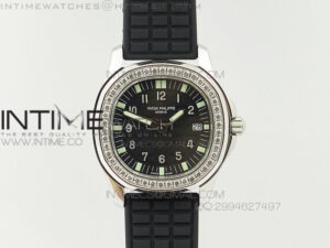 Aquanaut Jumbo SS 1:1 Best Edition Black Dial on Black Rubber Strap Ronda Quartz