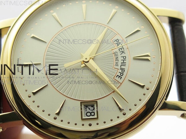 Calatrava 5153G-010 RG ZF 1:1 Best Edition White textured dial on Brown Leather Strap A324CS - Image 4