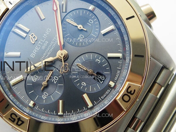 Chronomat B01 42mm SS/RG TF 1:1 Best Edition Blue Dial on SS Bracelet A7750 - Image 5