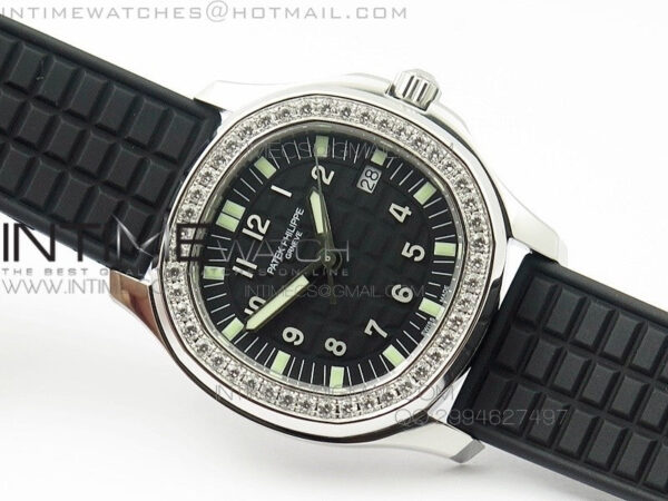 Aquanaut Jumbo SS 1:1 Best Edition Black Dial on Black Rubber Strap Ronda Quartz - Image 8
