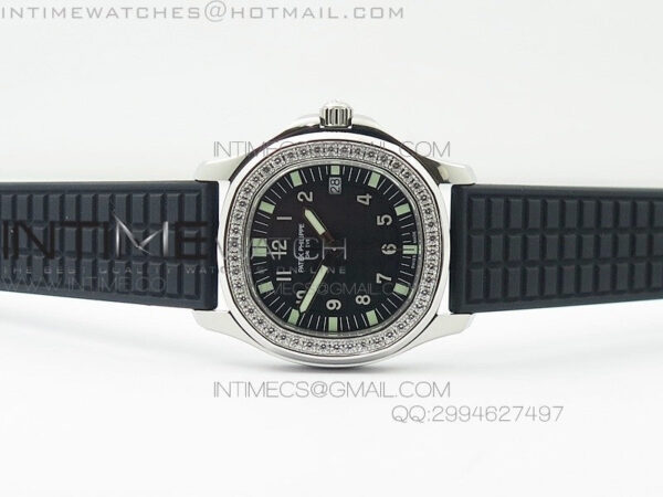 Aquanaut Jumbo SS 1:1 Best Edition Black Dial on Black Rubber Strap Ronda Quartz - Image 9