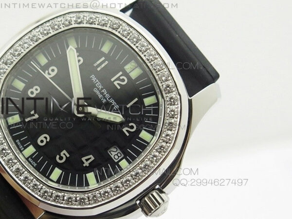Aquanaut Jumbo SS 1:1 Best Edition Black Dial on Black Rubber Strap Ronda Quartz - Image 10
