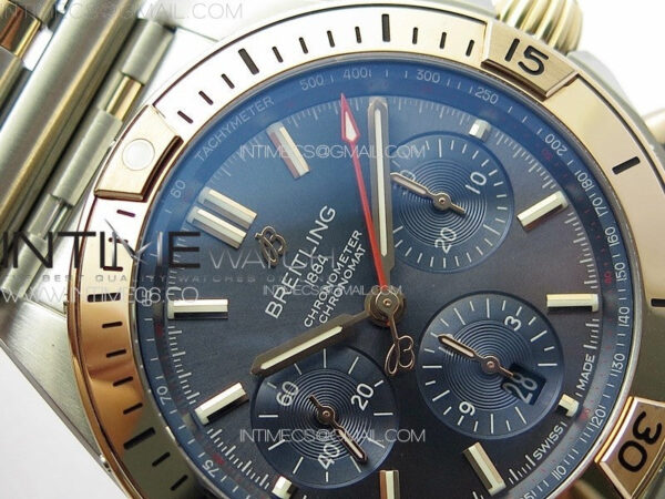Chronomat B01 42mm SS/RG TF 1:1 Best Edition Blue Dial on SS Bracelet A7750 - Image 8
