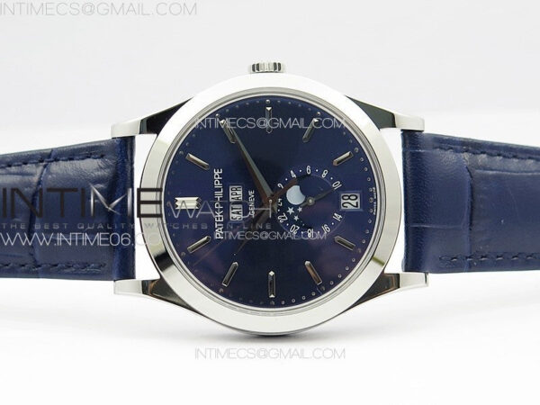 Annual Calendar Moonphase 5396 SS PPF 1:1 Best Edition Blue Dial on Black Leather Strap PPF324 - Image 3