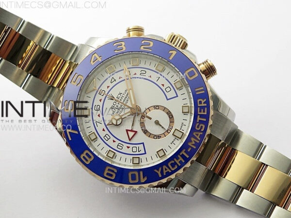 YachtMaster II 116681 Blue Ceramic Bezel SS/RG KF 1:1 Best Edition White Dial on Bracelet A7750 - Image 3