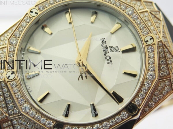 Classic Fusion Orlinski SS Full Real Diamonds RG B50F 1:1 Best Edition White Faceted Dial on Black Rubber Strap A2892 - Image 4