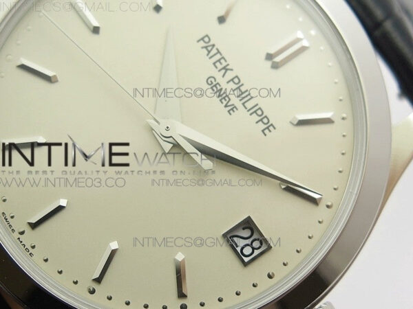Calatrava 5296G SS ZF 1:1 Best Edition Ivory Dial On Black Leather Strap 324CS (Free box) - Image 4