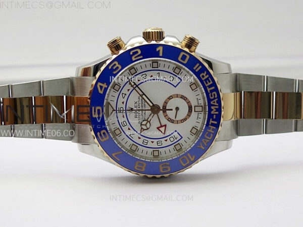 YachtMaster II 116681 Blue Ceramic Bezel SS/RG KF 1:1 Best Edition White Dial on Bracelet A7750 - Image 4