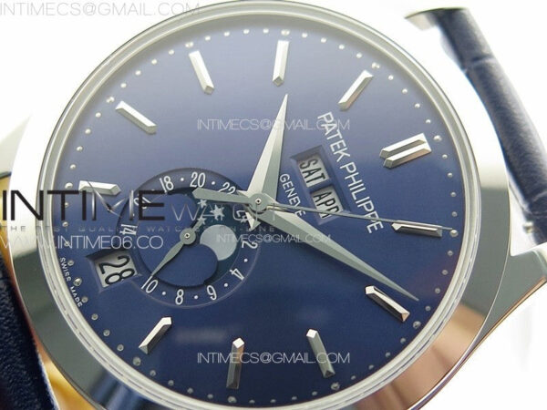 Annual Calendar Moonphase 5396 SS PPF 1:1 Best Edition Blue Dial on Black Leather Strap PPF324 - Image 4