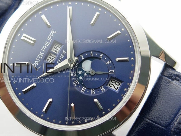 Annual Calendar Moonphase 5396 SS PPF 1:1 Best Edition Blue Dial on Black Leather Strap PPF324 - Image 5