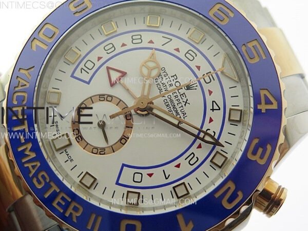 YachtMaster II 116681 Blue Ceramic Bezel SS/RG KF 1:1 Best Edition White Dial on Bracelet A7750 - Image 5