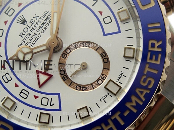 YachtMaster II 116681 Blue Ceramic Bezel SS/RG KF 1:1 Best Edition White Dial on Bracelet A7750 - Image 6