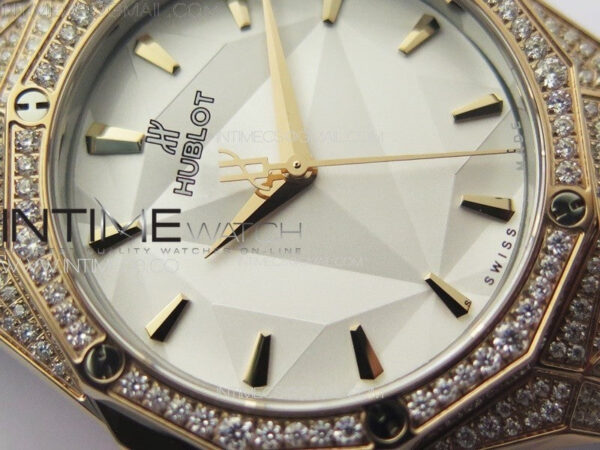 Classic Fusion Orlinski SS Full Real Diamonds RG B50F 1:1 Best Edition White Faceted Dial on Black Rubber Strap A2892 - Image 6