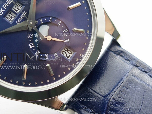 Annual Calendar Moonphase 5396 SS PPF 1:1 Best Edition Blue Dial on Black Leather Strap PPF324 - Image 6