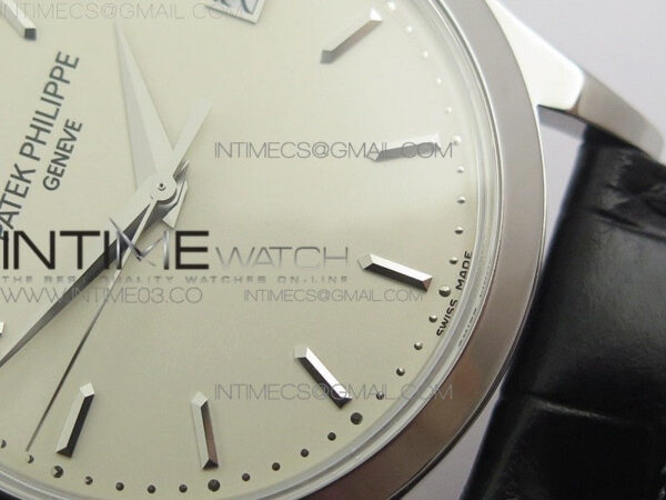 Calatrava 5296G SS ZF 1:1 Best Edition Ivory Dial On Black Leather Strap 324CS (Free box) - Image 7