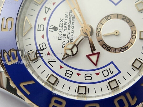 YachtMaster II 116681 Blue Ceramic Bezel SS/RG KF 1:1 Best Edition White Dial on Bracelet A7750 - Image 8