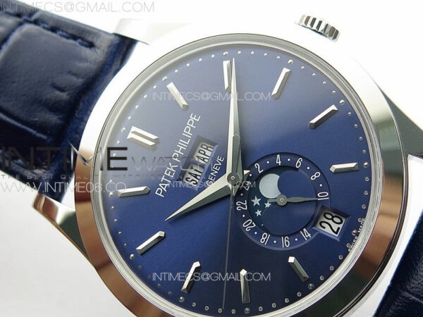 Annual Calendar Moonphase 5396 SS PPF 1:1 Best Edition Blue Dial on Black Leather Strap PPF324 - Image 8