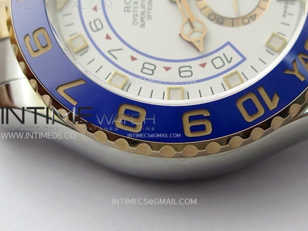 YachtMaster II 116681 Blue Ceramic Bezel SS/RG KF 1:1 Best Edition White Dial on Bracelet A7750 - Image 9