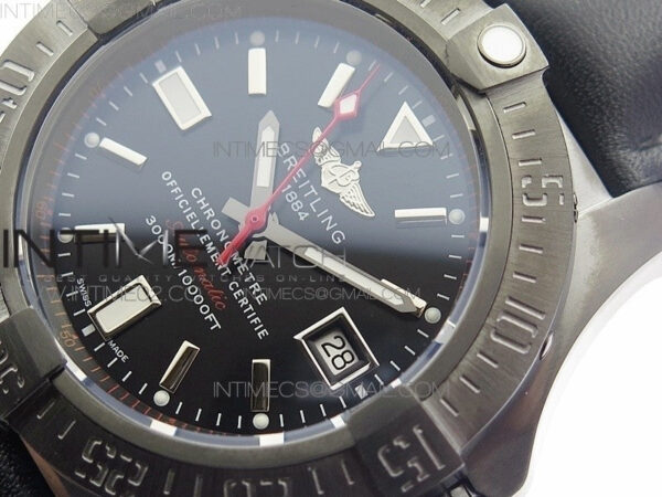 Avenger II Seawolf DLC V2 Best Edition Black Dial Stick Markers Red Second Hand on Black Strap A2836 (Free Brown Leather Strap) - Image 4
