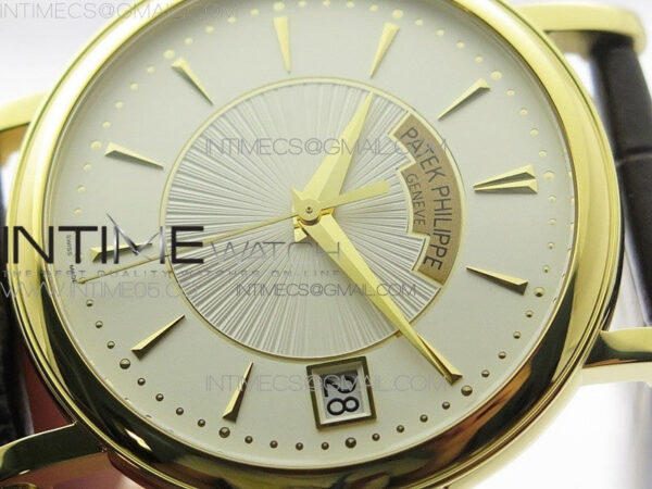Calatrava 5153G-010 YG ZF 1:1 Best Edition White textured dial on Brown Leather Strap A324CS - Image 4