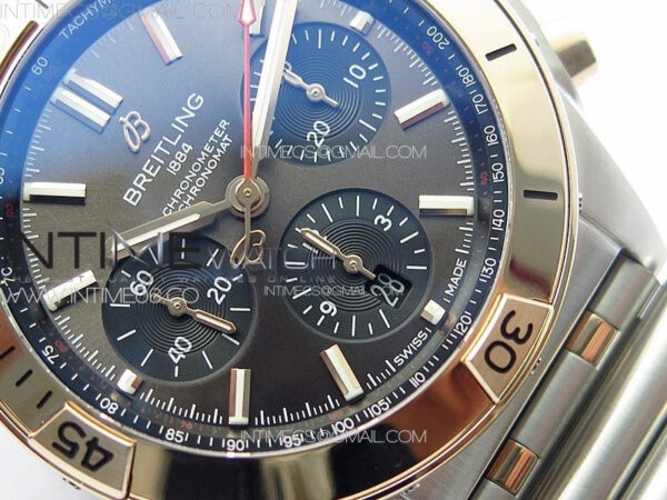 Chronomat B01 42mm SS/RG TF 1:1 Best Edition Gray Dial on SS Bracelet A7750 - Image 6
