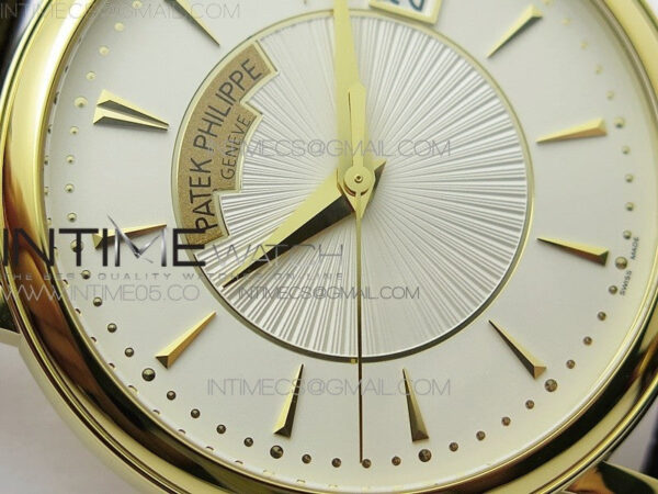 Calatrava 5153G-010 YG ZF 1:1 Best Edition White textured dial on Brown Leather Strap A324CS - Image 7