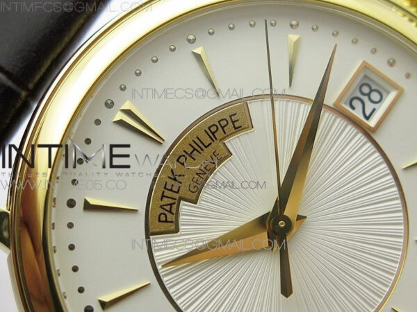 Calatrava 5153G-010 YG ZF 1:1 Best Edition White textured dial on Brown Leather Strap A324CS - Image 8