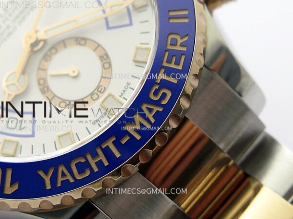YachtMaster II 116681 Blue Ceramic Bezel SS/RG KF 1:1 Best Edition White Dial on Bracelet A7750 - Image 10
