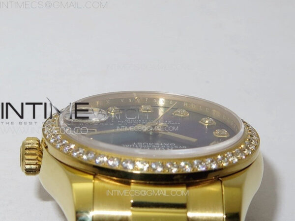 DateJust 31mm YG/Crystals Bezel APSF Best Edition Blue MOP Dial Crystals Markers on President Bracelet A2824 - Image 10