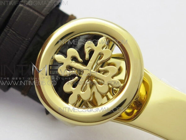 Calatrava 5153G-010 YG ZF 1:1 Best Edition White textured dial on Brown Leather Strap A324CS - Image 15