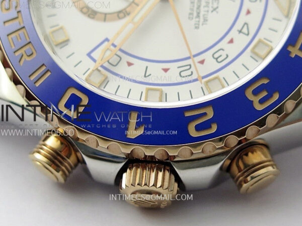 YachtMaster II 116681 Blue Ceramic Bezel SS/RG KF 1:1 Best Edition White Dial on Bracelet A7750 - Image 11