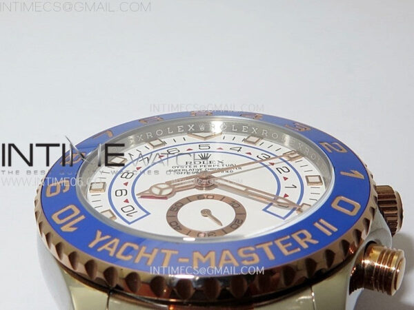 YachtMaster II 116681 Blue Ceramic Bezel SS/RG KF 1:1 Best Edition White Dial on Bracelet A7750 - Image 12
