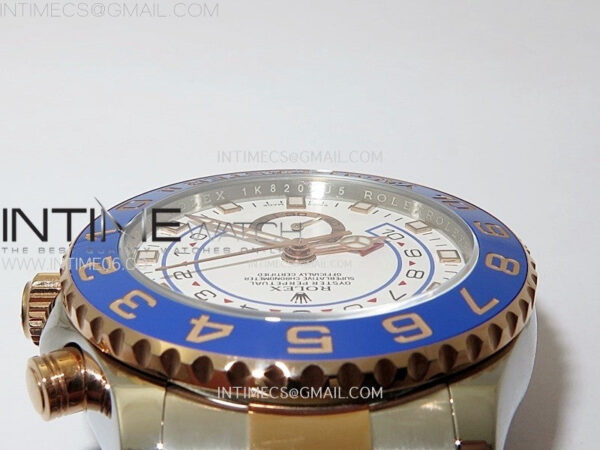 YachtMaster II 116681 Blue Ceramic Bezel SS/RG KF 1:1 Best Edition White Dial on Bracelet A7750 - Image 14